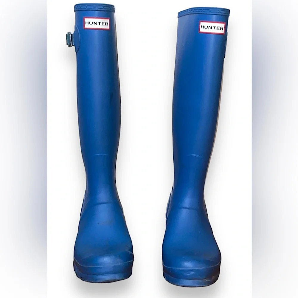 HUNTER blue tall rain boots - Picture 1 of 8